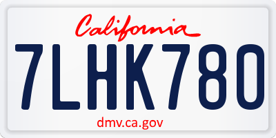 CA license plate 7LHK780