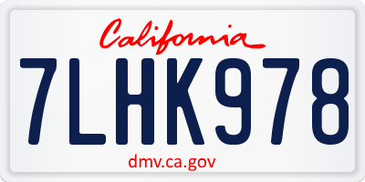 CA license plate 7LHK978