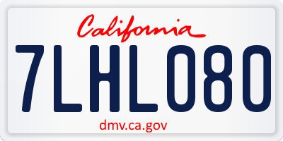 CA license plate 7LHL080
