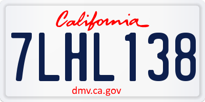 CA license plate 7LHL138