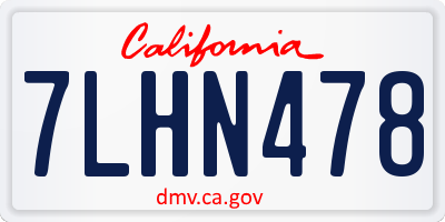 CA license plate 7LHN478