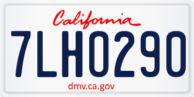 CA license plate 7LHO290