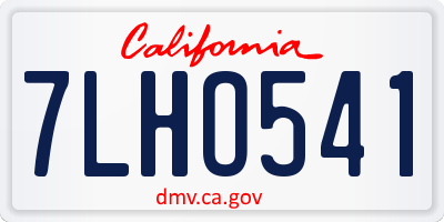 CA license plate 7LHO541