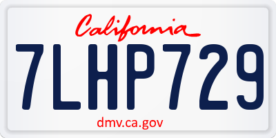 CA license plate 7LHP729
