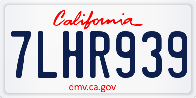 CA license plate 7LHR939
