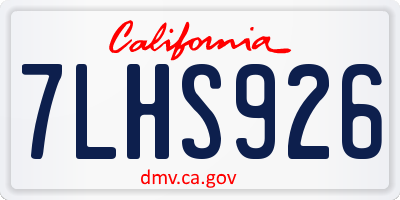 CA license plate 7LHS926