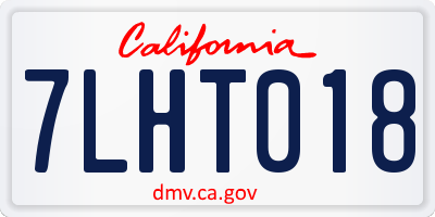 CA license plate 7LHT018