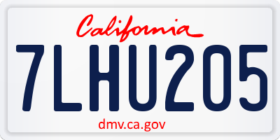 CA license plate 7LHU205