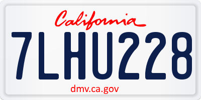 CA license plate 7LHU228