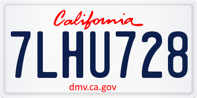 CA license plate 7LHU728