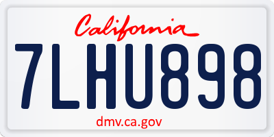 CA license plate 7LHU898