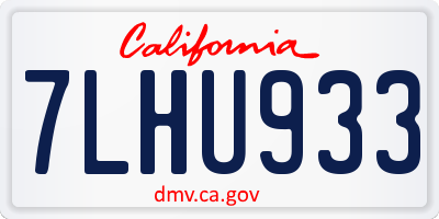 CA license plate 7LHU933