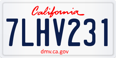 CA license plate 7LHV231