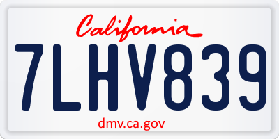 CA license plate 7LHV839