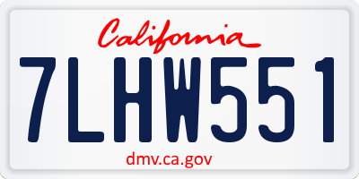CA license plate 7LHW551