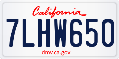 CA license plate 7LHW650
