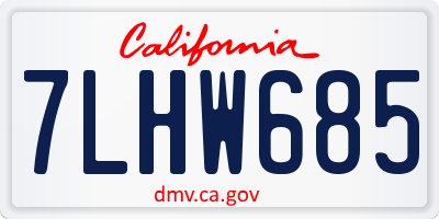 CA license plate 7LHW685