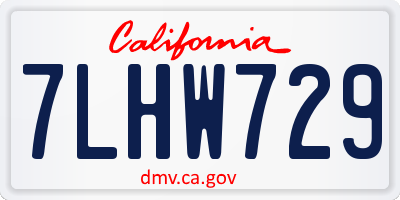 CA license plate 7LHW729