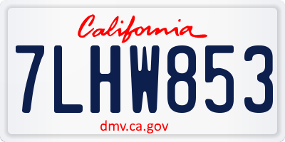 CA license plate 7LHW853