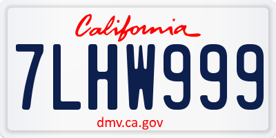 CA license plate 7LHW999