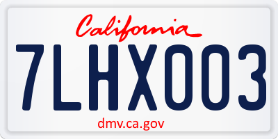CA license plate 7LHX003