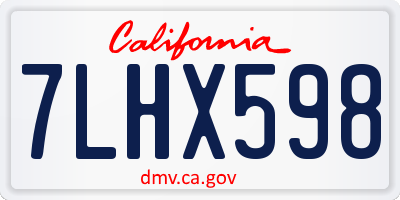 CA license plate 7LHX598