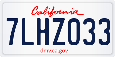 CA license plate 7LHZ033