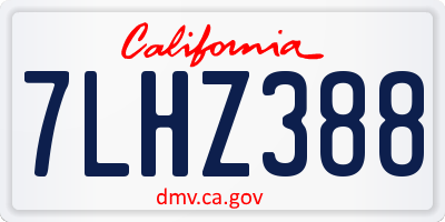 CA license plate 7LHZ388