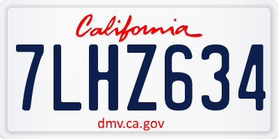 CA license plate 7LHZ634