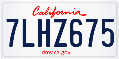 CA license plate 7LHZ675