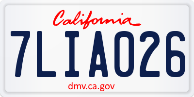 CA license plate 7LIA026