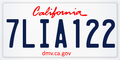 CA license plate 7LIA122