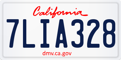 CA license plate 7LIA328