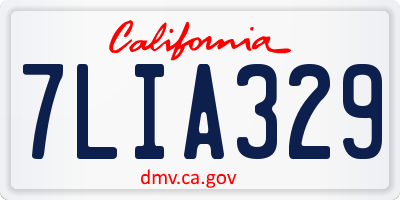 CA license plate 7LIA329