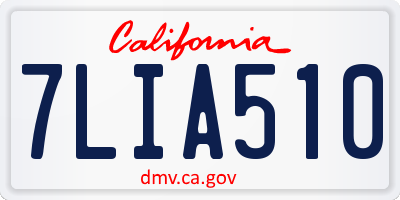 CA license plate 7LIA510
