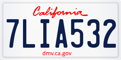 CA license plate 7LIA532