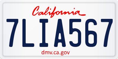 CA license plate 7LIA567