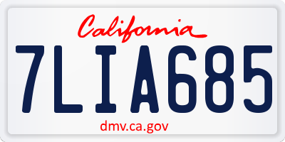 CA license plate 7LIA685