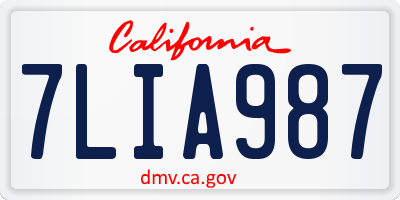 CA license plate 7LIA987