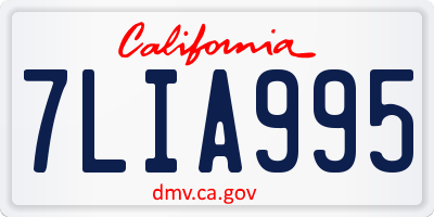 CA license plate 7LIA995