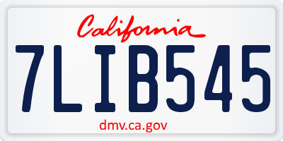 CA license plate 7LIB545