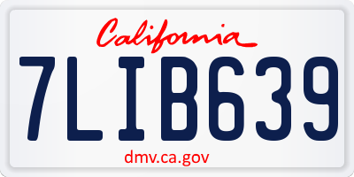 CA license plate 7LIB639