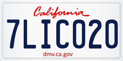 CA license plate 7LIC020