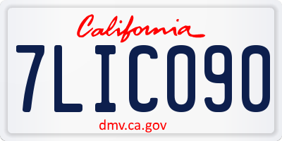 CA license plate 7LIC090