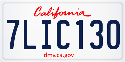 CA license plate 7LIC130