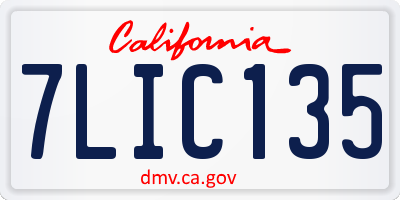 CA license plate 7LIC135