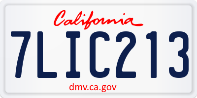 CA license plate 7LIC213