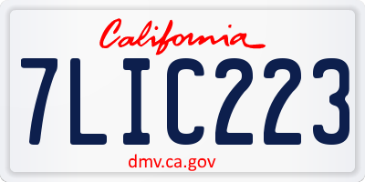 CA license plate 7LIC223