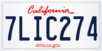 CA license plate 7LIC274