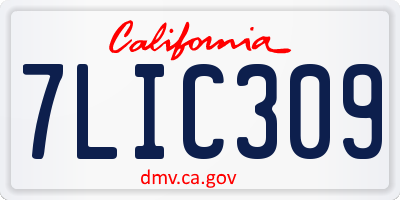 CA license plate 7LIC309